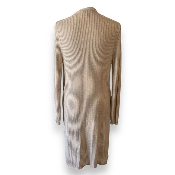 INC International Concepts Ribbed Open Front Long Cardigan Sweater Beige Medium - Picture 4 of 11